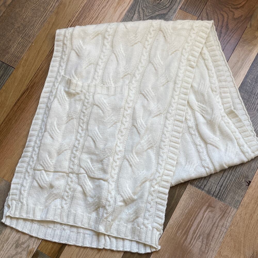 Punctuate Barnes & Noble Ivory Cable Knit Scarf Cozy Winter Wrap